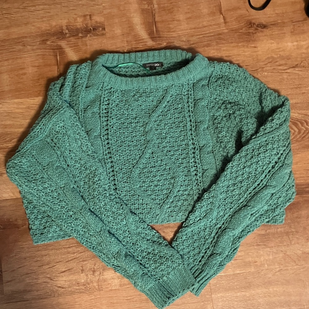 Papermoon Teal Cable Knit Sweater
